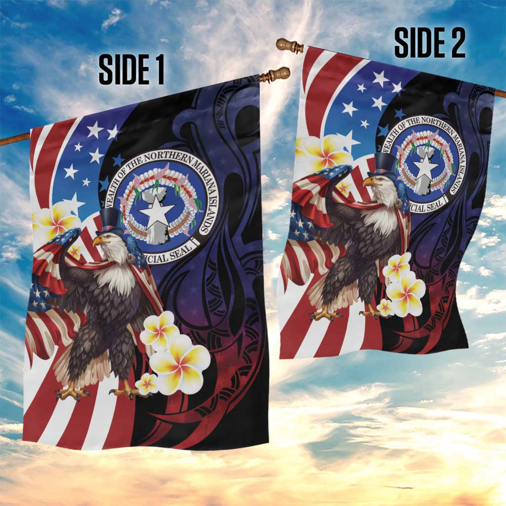 Northern Mariana Islands 4th of July Garden Flag Plumeria USA Eagle