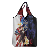 Northern Mariana Islands 4th of July Grocery Bag Plumeria USA Eagle
