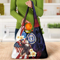 Northern Mariana Islands 4th of July Grocery Bag Plumeria USA Eagle