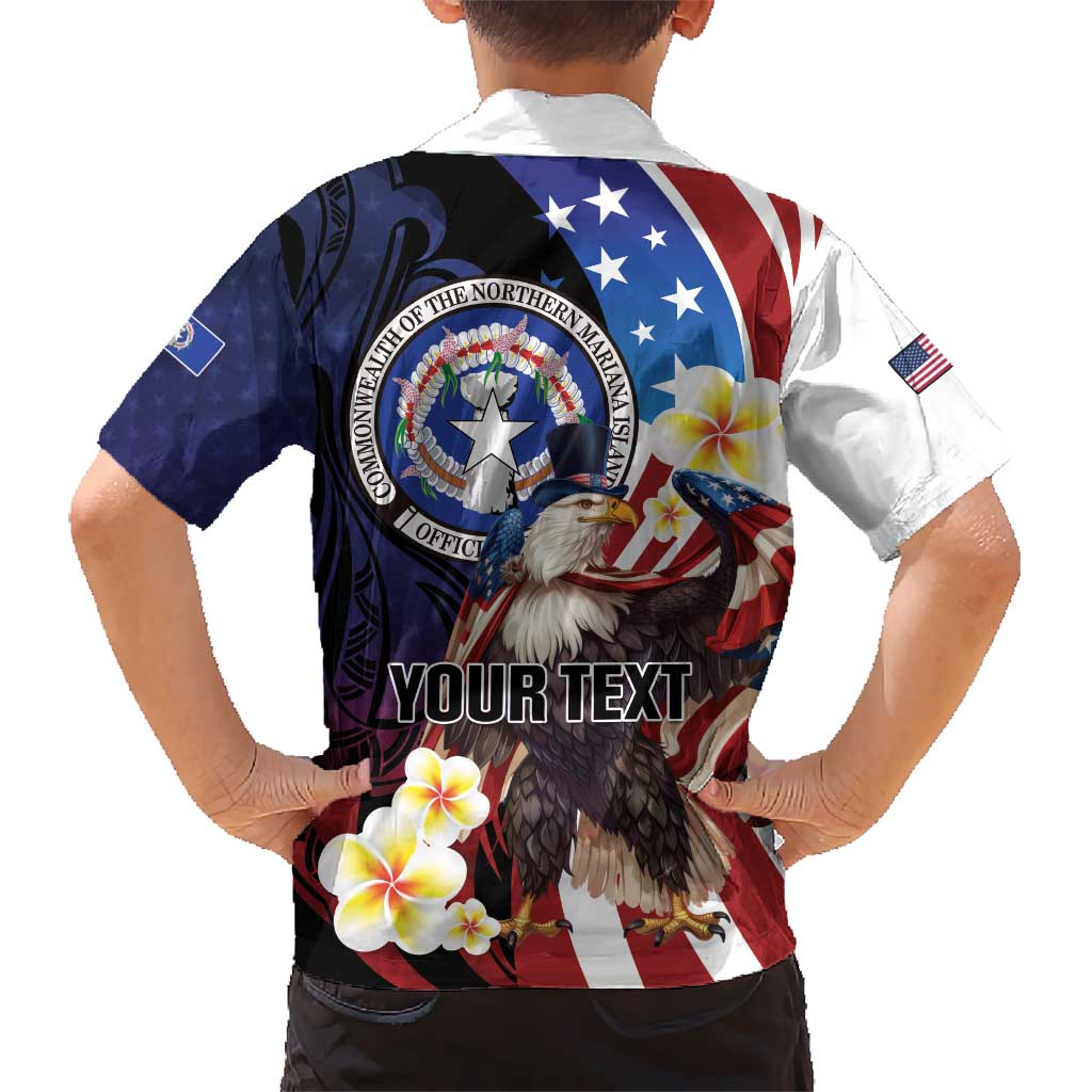 Personalized Northern Mariana Islands 4th of July Hawaiian Shirt Plumeria USA Eagle