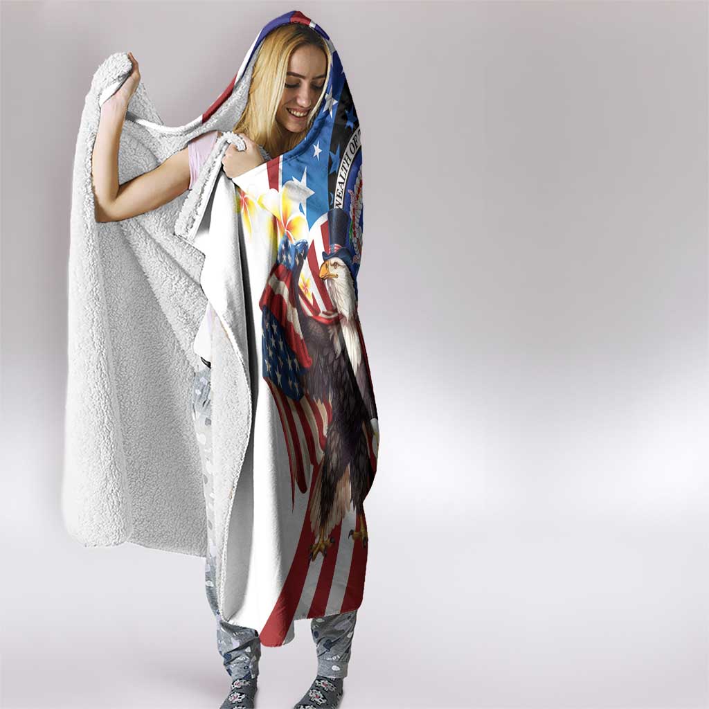 Northern Mariana Islands 4th of July Hooded Blanket Plumeria USA Eagle