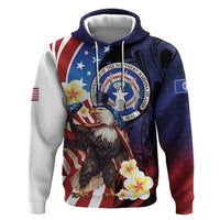 Personalized Northern Mariana Islands 4th of July Hoodie Plumeria USA Eagle