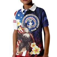 Personalized Northern Mariana Islands 4th of July Kid Polo Shirt Plumeria USA Eagle