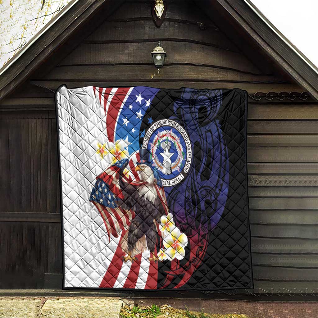 Northern Mariana Islands 4th of July Quilt Plumeria USA Eagle