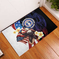 Northern Mariana Islands 4th of July Rubber Doormat Plumeria USA Eagle