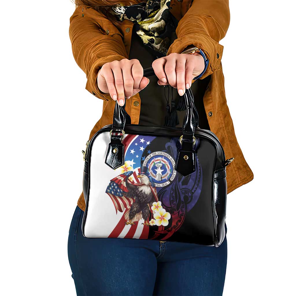 Northern Mariana Islands 4th of July Shoulder Handbag Plumeria USA Eagle