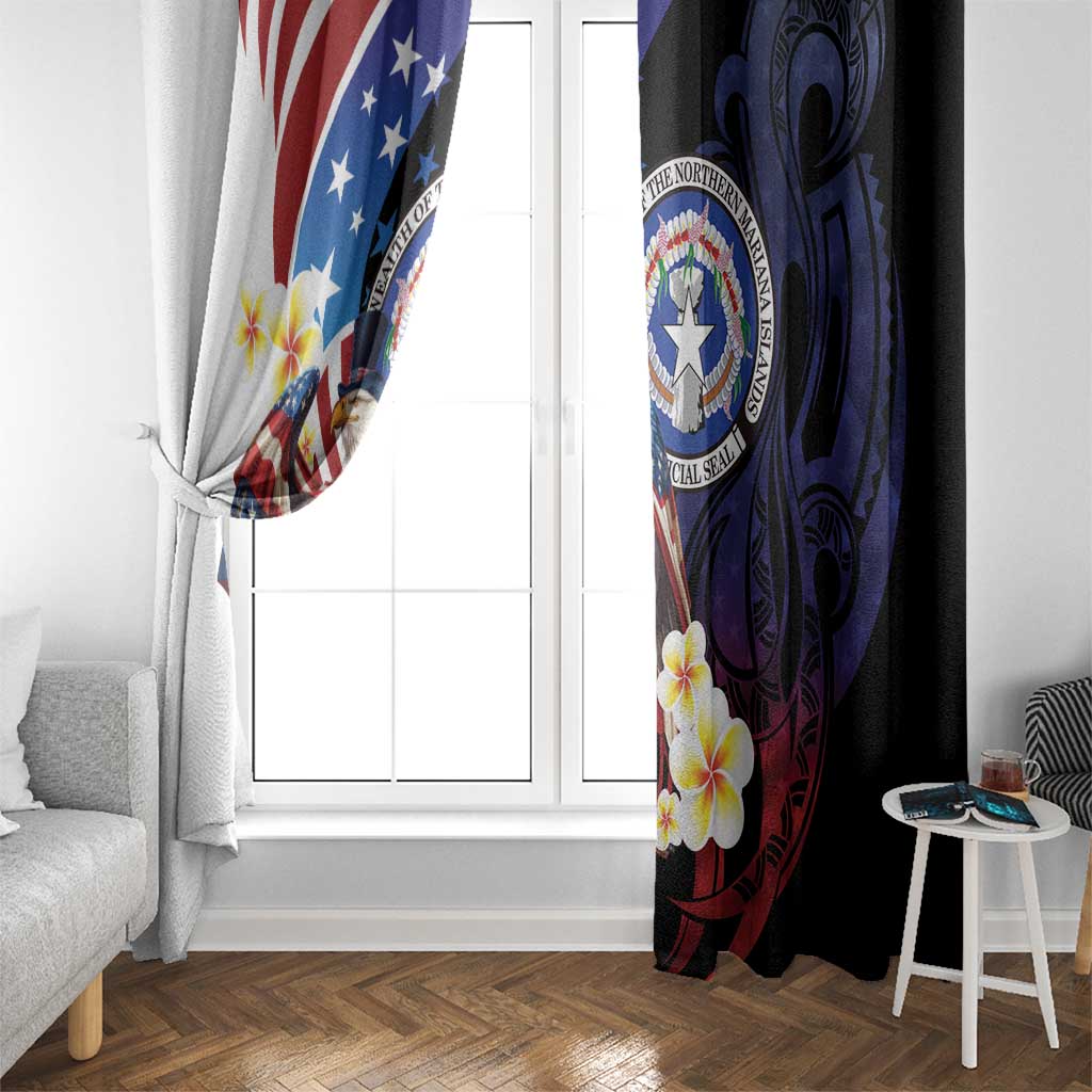 Northern Mariana Islands 4th of July Window Curtain Plumeria USA Eagle