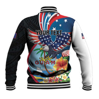 Personalized Guam Fourth of July Baseball Jacket Tropical Flowers