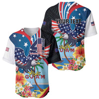 Personalized Guam Fourth of July Baseball Jersey Tropical Flowers