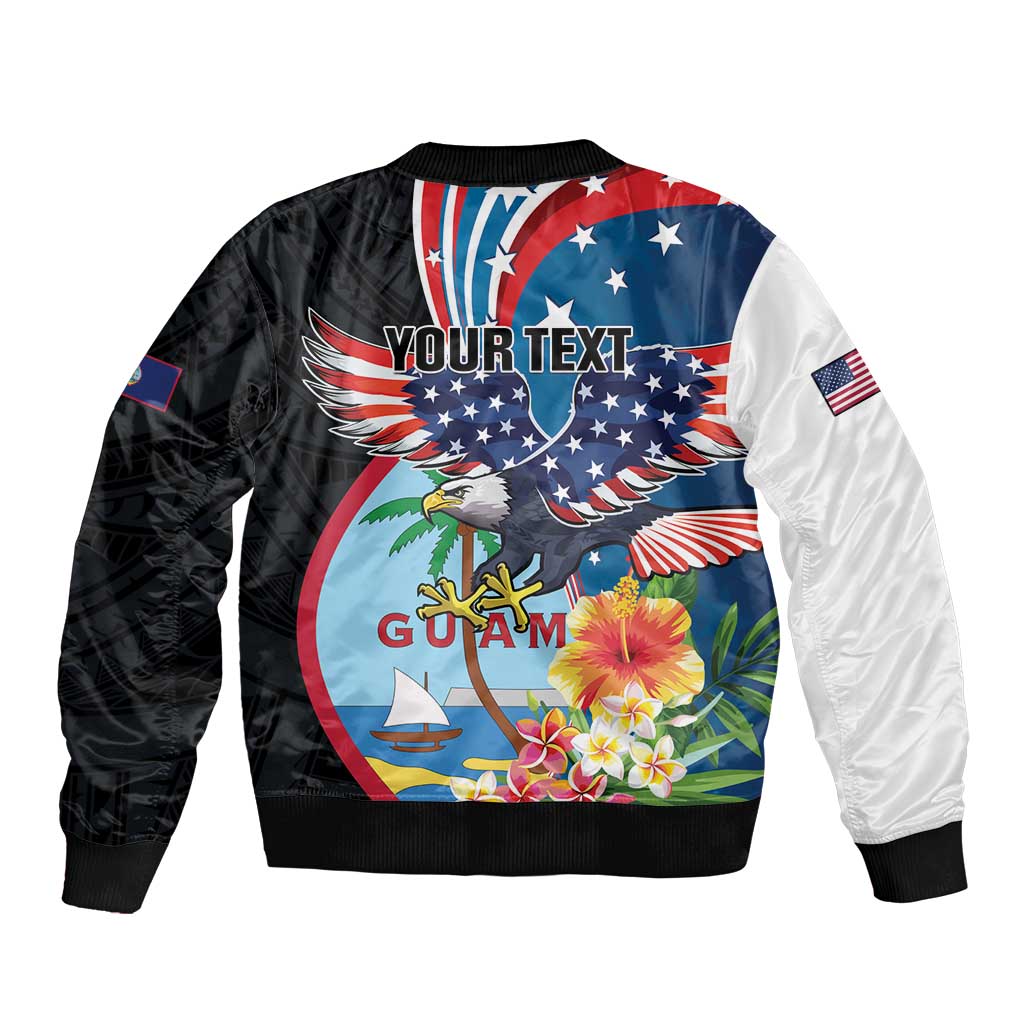 Personalized Guam Fourth of July Bomber Jacket Tropical Flowers