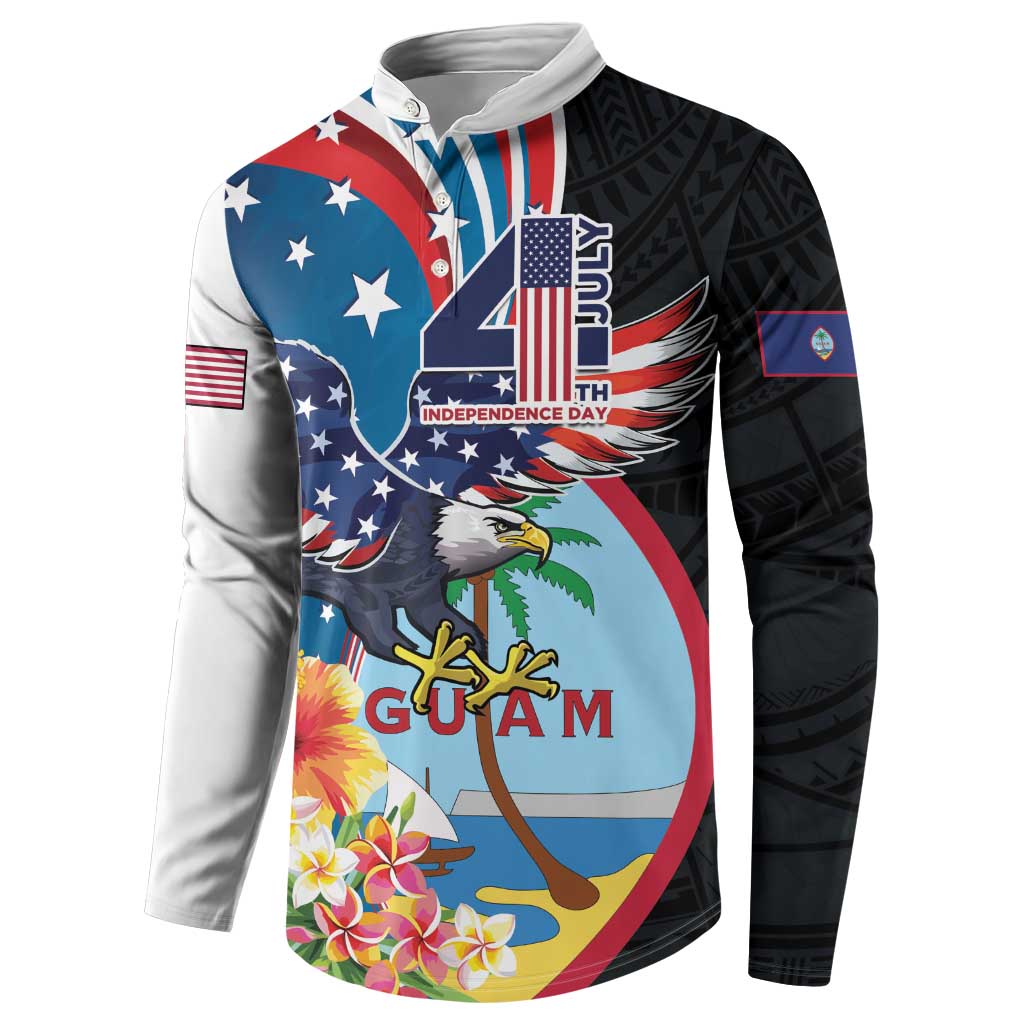 Personalized Guam Fourth of July Button Sweatshirt Tropical Flowers