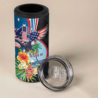 Personalized Guam Fourth of July 4 in 1 Can Cooler Tumbler Tropical Flowers