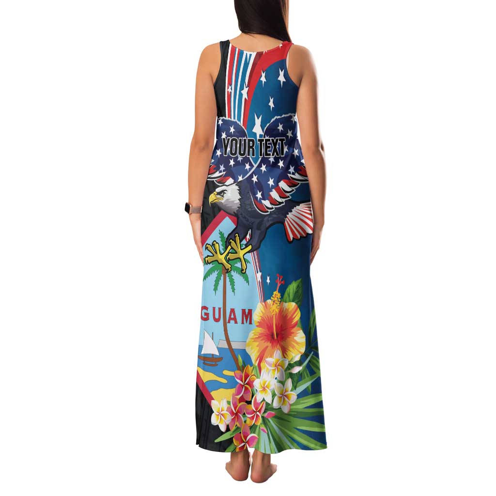 Personalized Guam Fourth of July Family Matching Tank Maxi Dress and Hawaiian Shirt Tropical Flowers