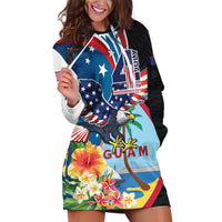 Personalized Guam Fourth of July Hoodie Dress Tropical Flowers