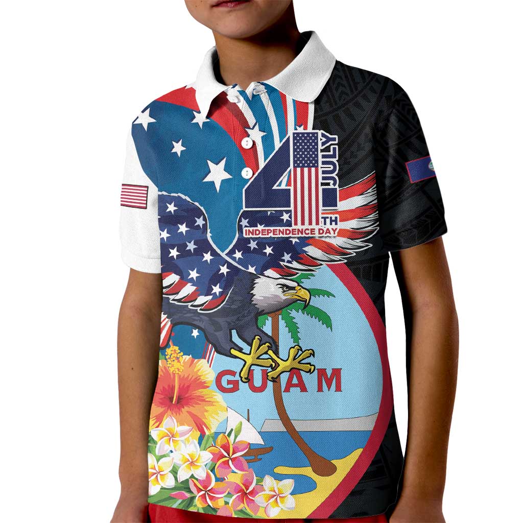 Personalized Guam Fourth of July Kid Polo Shirt Tropical Flowers