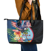 Guam Fourth of July Leather Tote Bag Tropical Flowers