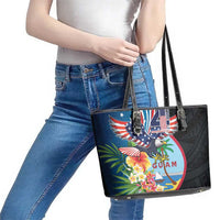 Guam Fourth of July Leather Tote Bag Tropical Flowers