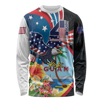 Personalized Guam Fourth of July Long Sleeve Shirt Tropical Flowers