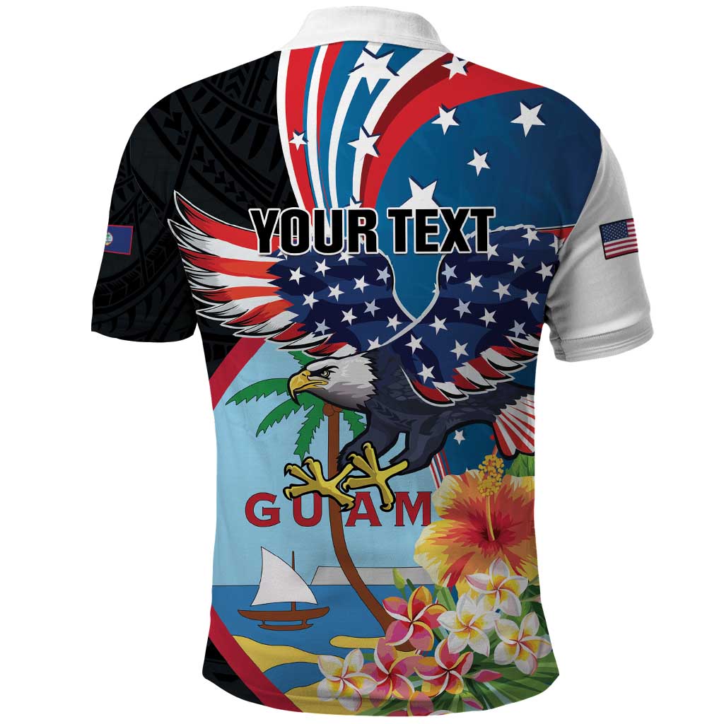 Personalized Guam Fourth of July Polo Shirt Tropical Flowers