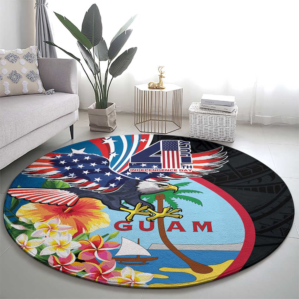 Guam Fourth of July Round Carpet Tropical Flowers