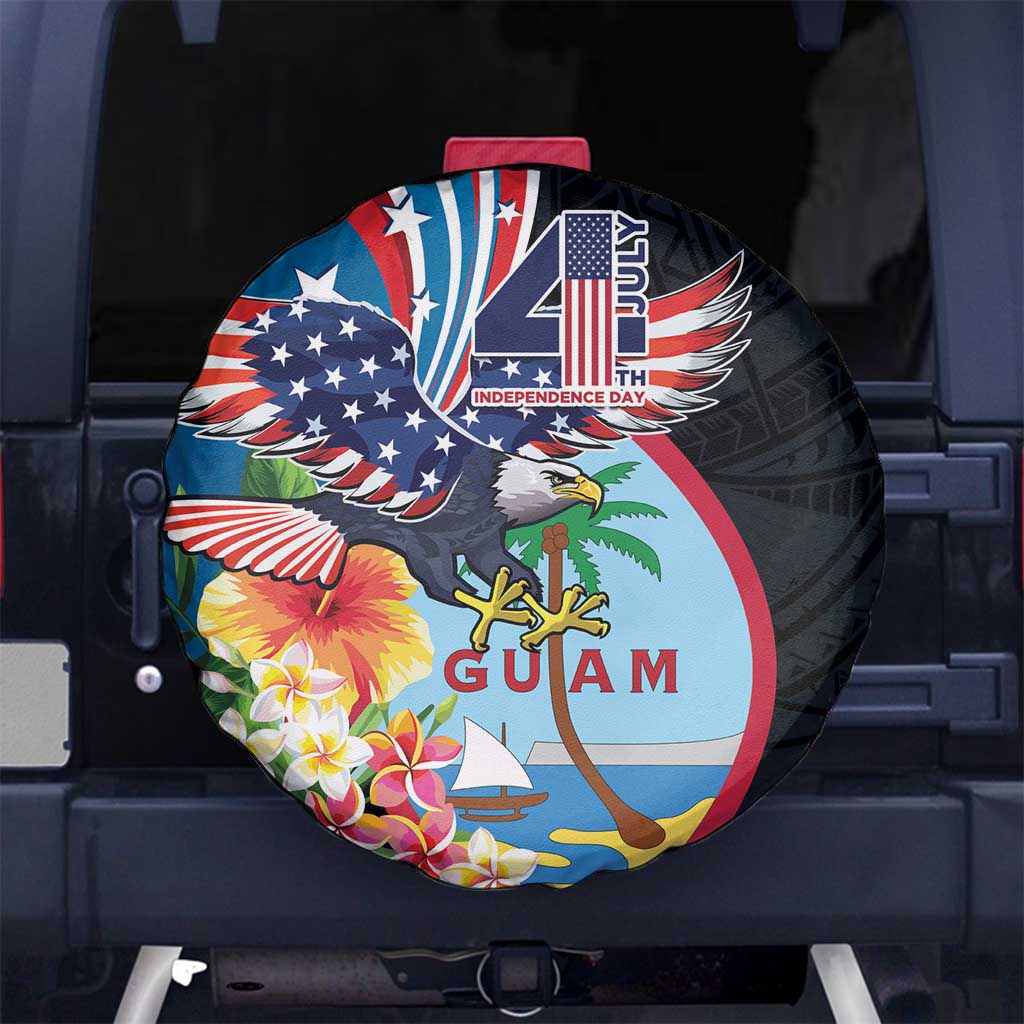Guam Fourth of July Spare Tire Cover Tropical Flowers