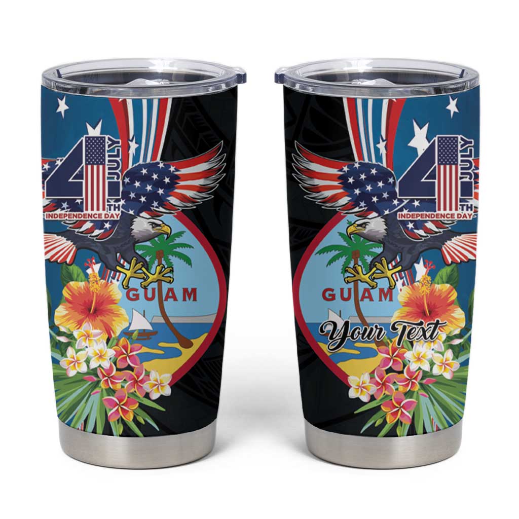 Personalized Guam Fourth of July Tumbler Cup Tropical Flowers