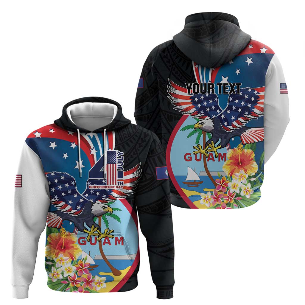 Personalized Guam Fourth of July Zip Hoodie Tropical Flowers