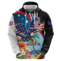Personalized Guam Fourth of July Zip Hoodie Tropical Flowers