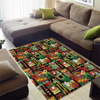 Hawaiian Santa Christmas Pattern Area Rug Black Version - Polynesian Pride