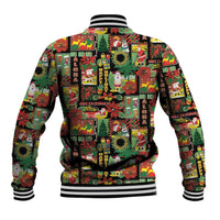 Hawaiian Santa Christmas Pattern Baseball Jacket Black Version - Polynesian Pride