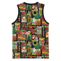 Hawaiian Santa Christmas Pattern Basketball Jersey Black Version - Polynesian Pride