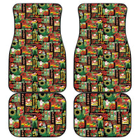 Hawaiian Santa Christmas Pattern Car Mats Black Version - Polynesian Pride