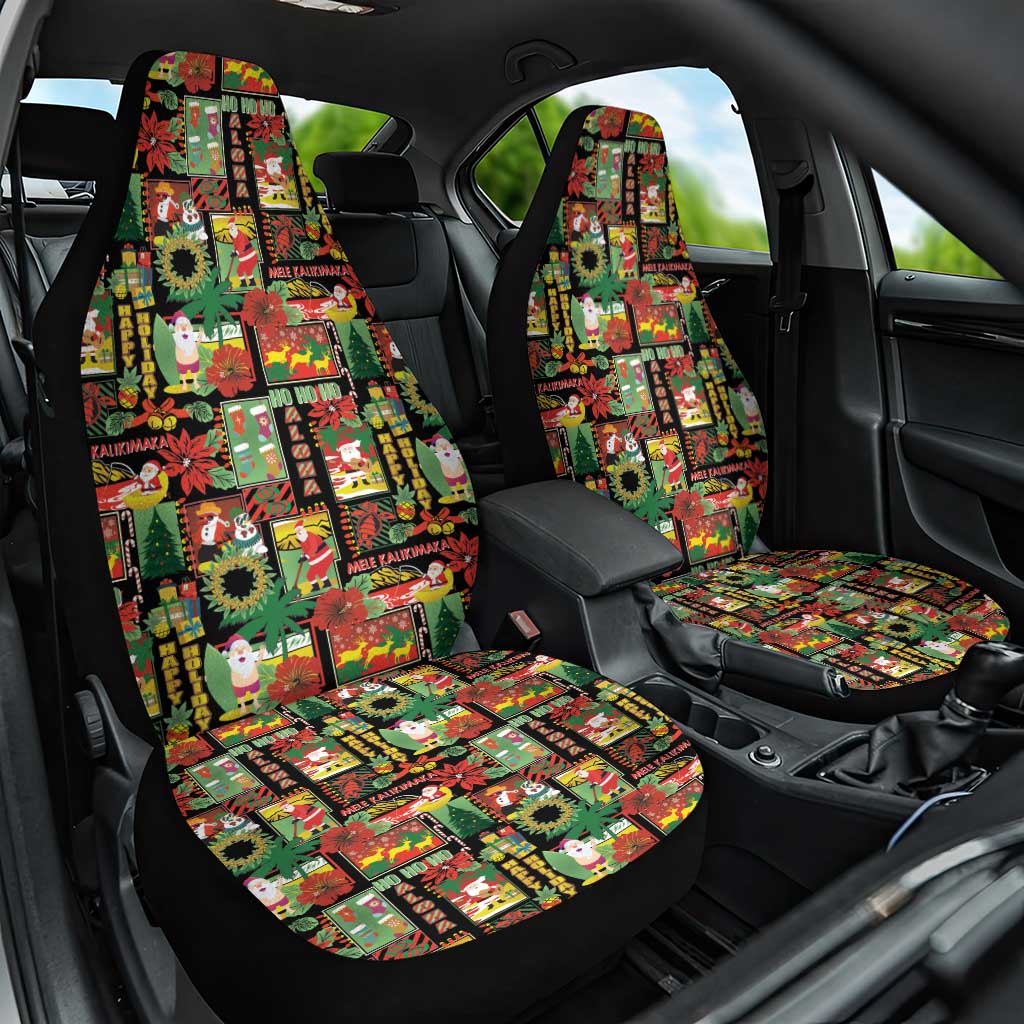 Hawaiian Santa Christmas Pattern Car Seat Cover Black Version - Polynesian Pride