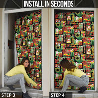 Hawaiian Santa Christmas Pattern Door Cover Black Version - Polynesian Pride