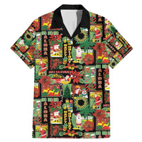 Hawaiian Santa Christmas Pattern Family Matching Mermaid Dress and Hawaiian Shirt Black Version - Polynesian Pride