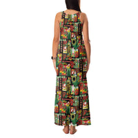Hawaiian Santa Christmas Pattern Family Matching Tank Maxi Dress and Hawaiian Shirt Black Version - Polynesian Pride