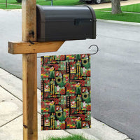 Hawaiian Santa Christmas Pattern Garden Flag Black Version - Polynesian Pride