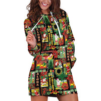 Hawaiian Santa Christmas Pattern Hoodie Dress Black Version - Polynesian Pride