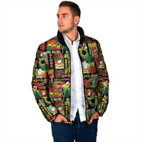 Hawaiian Santa Christmas Pattern Padded Jacket Black Version - Polynesian Pride