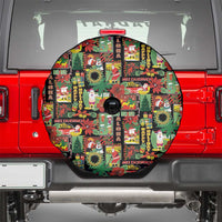 Hawaiian Santa Christmas Pattern Spare Tire Cover Black Version - Polynesian Pride