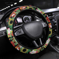 Hawaiian Santa Christmas Pattern Steering Wheel Cover Black Version - Polynesian Pride