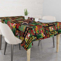 Hawaiian Santa Christmas Pattern Tablecloth Black Version - Polynesian Pride
