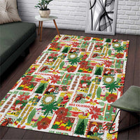 Hawaiian Santa Christmas Pattern Area Rug White Version - Polynesian Pride