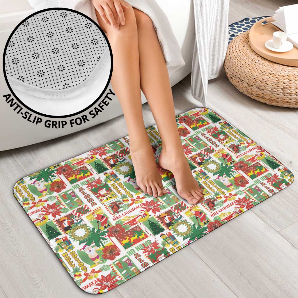 Hawaiian Santa Christmas Pattern Bathroom Set White Version - Polynesian Pride