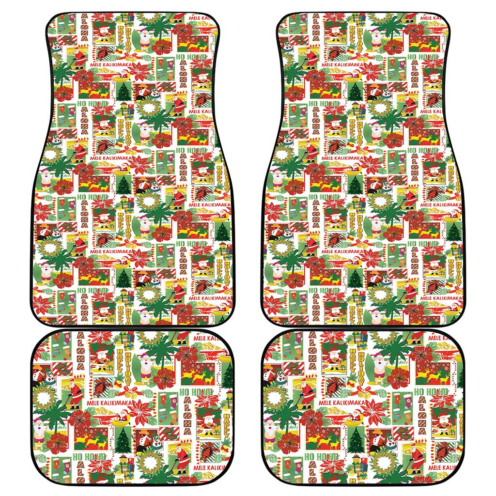 Hawaiian Santa Christmas Pattern Car Mats White Version - Polynesian Pride