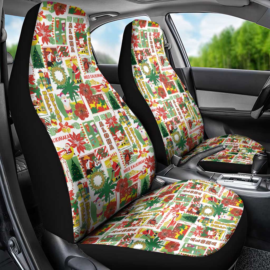 Hawaiian Santa Christmas Pattern Car Seat Cover White Version - Polynesian Pride