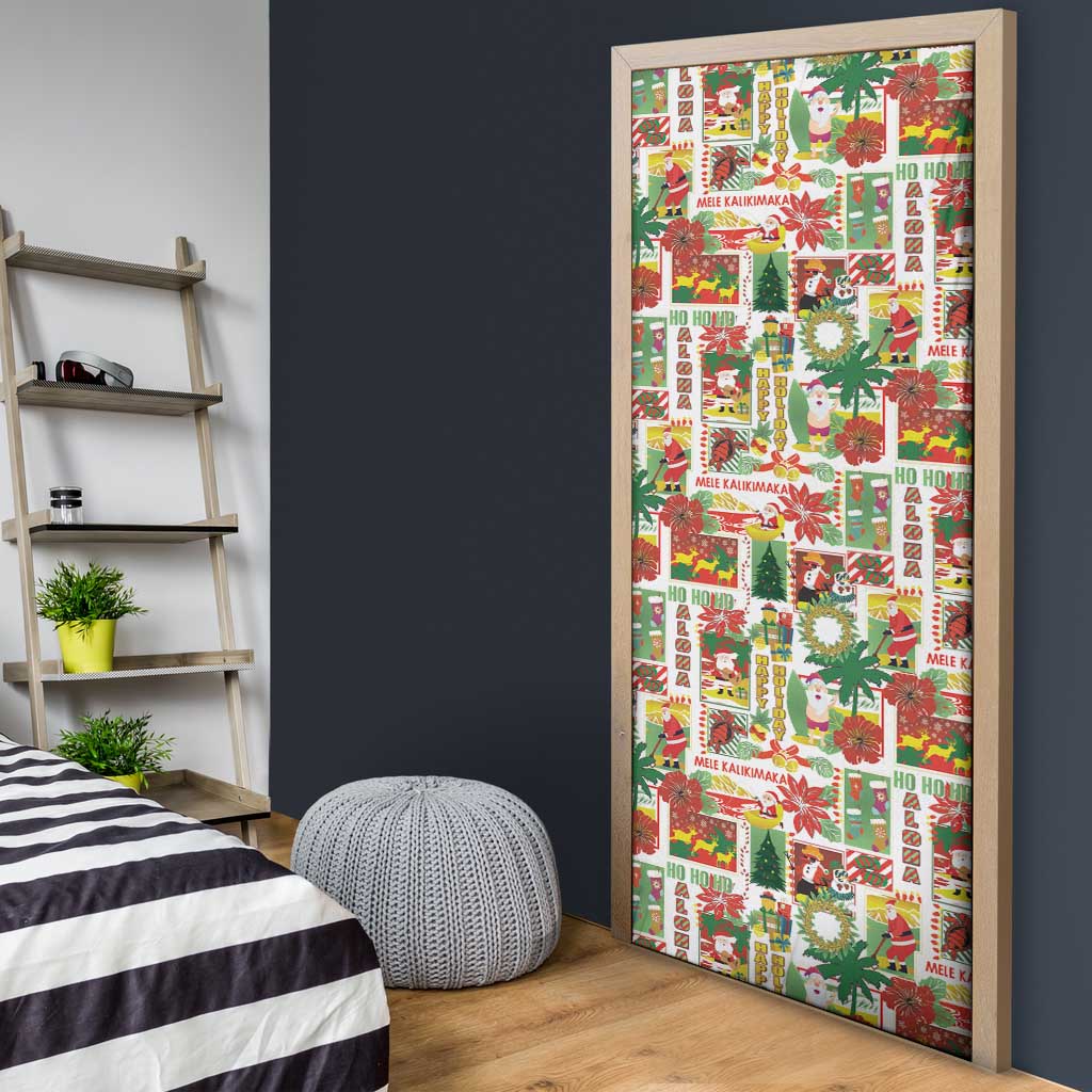 Hawaiian Santa Christmas Pattern Door Cover White Version - Polynesian Pride