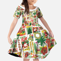 Hawaiian Santa Christmas Pattern Family Matching Mermaid Dress and Hawaiian Shirt White Version - Polynesian Pride