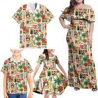 Hawaiian Santa Christmas Pattern Family Matching Off Shoulder Maxi Dress and Hawaiian Shirt White Version - Polynesian Pride