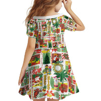 Hawaiian Santa Christmas Pattern Family Matching Short Sleeve Bodycon Dress and Hawaiian Shirt White Version - Polynesian Pride